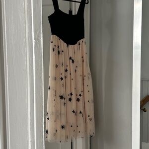 Anthropologie Maeve Twofer Maxi Dress Square-Neck A-Line Stars Pink Size Small